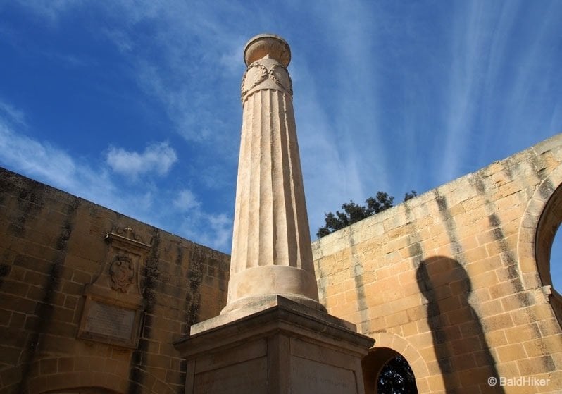 Malta - The Upper Barrakka Gardens of Valletta stone column