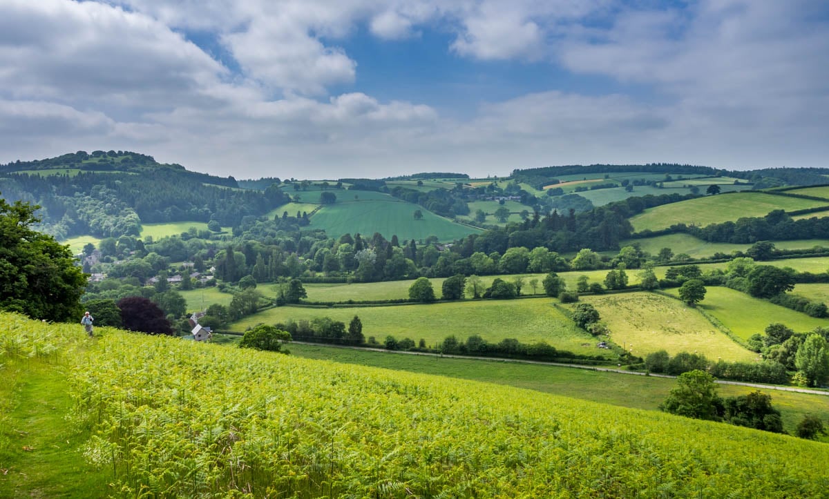 green hill and valley in shropshire