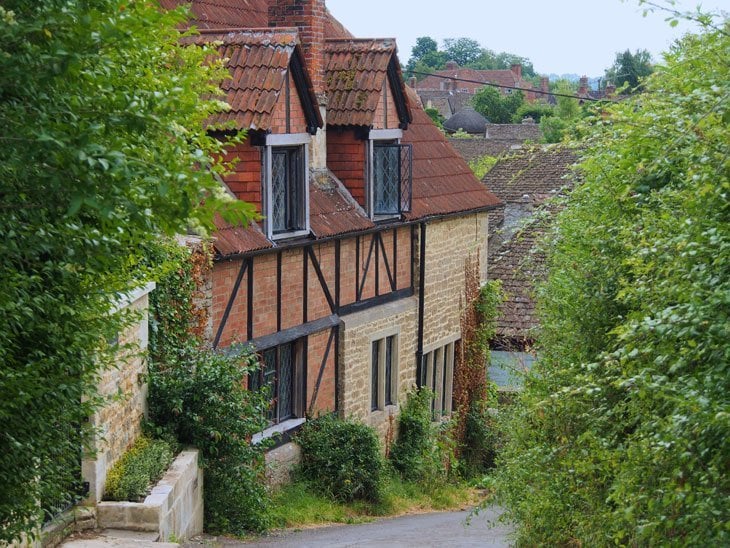 pretty village street wiltshire at Lacock