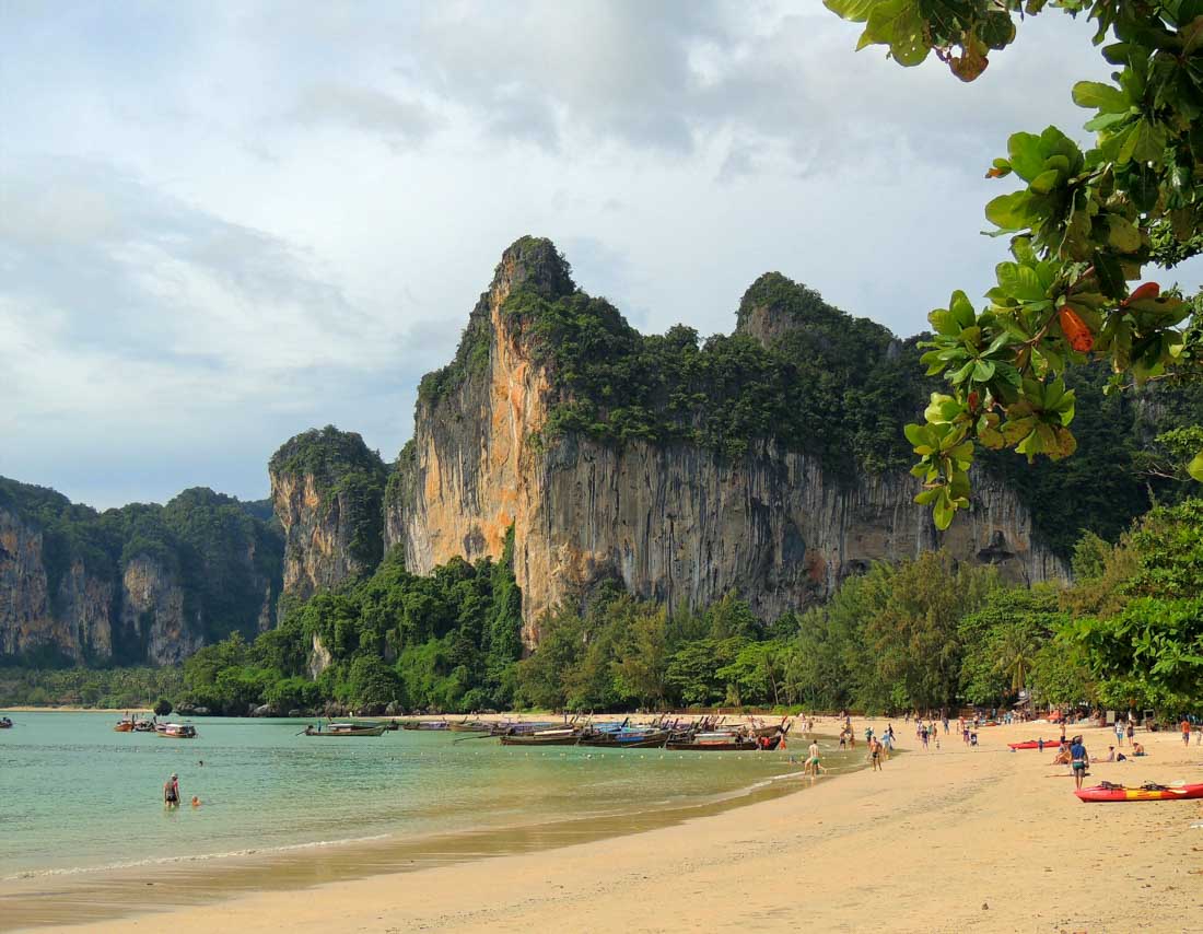 Limestone cliffs and spectacular scenery on Railay Beach