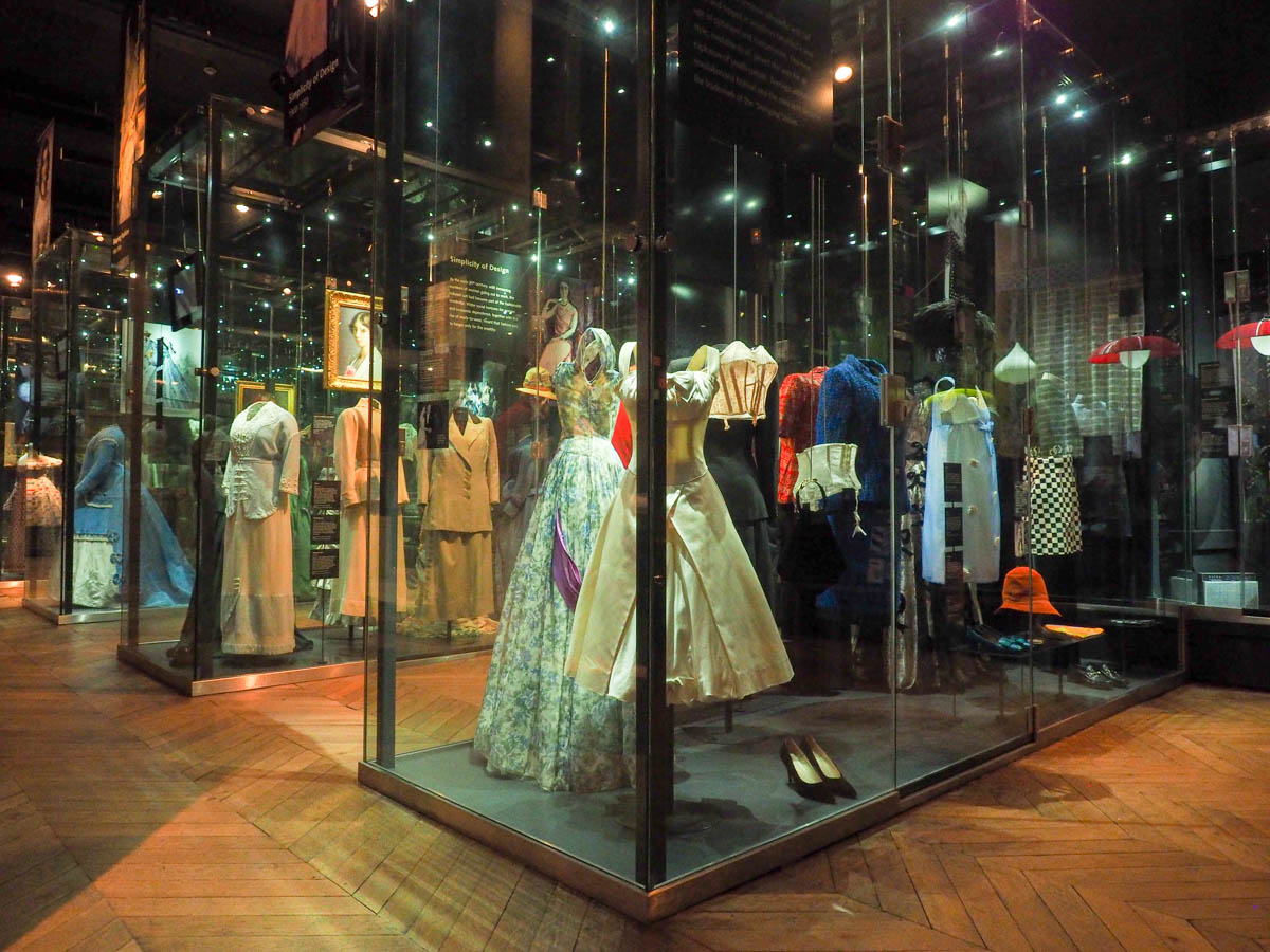historic fashion display at Bowes museum