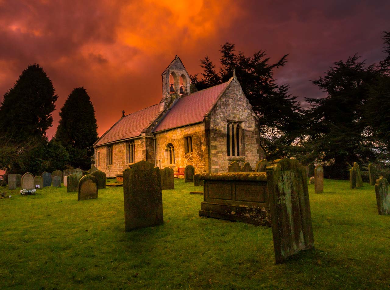 Nether poppleton church at sunset