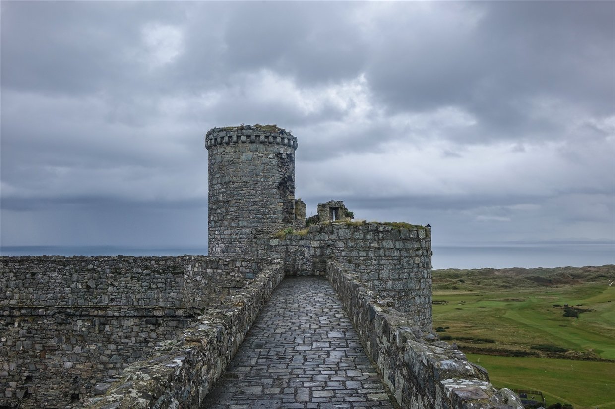 along harlech castle walls