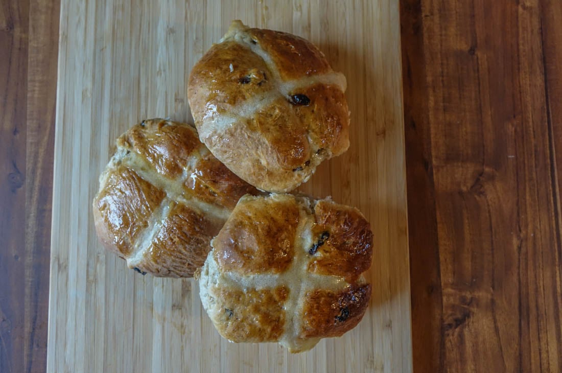 hot cross buns baked