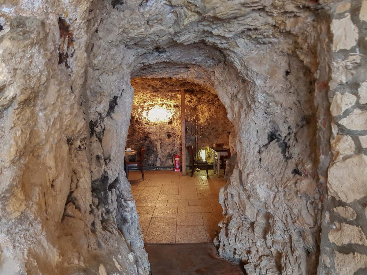 stone passageway from the bar