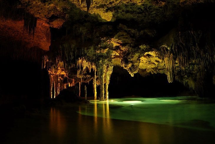 Mexico caves with light and water