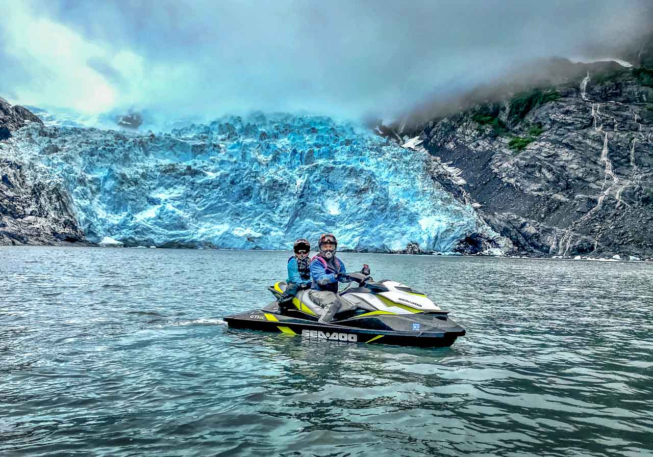 glacier hunting on a jet ski