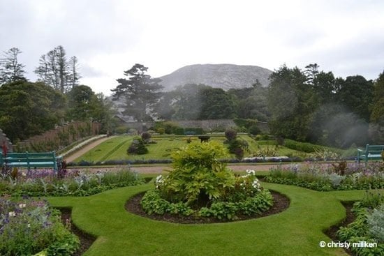 Abbey Gardens with view of the Connemara National Park